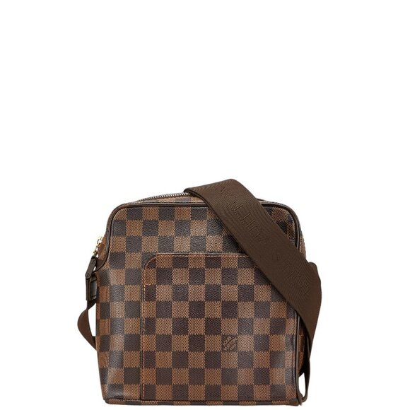 LOUIS VUITTON Authentic Brown Damier Leather Shoulder Bag